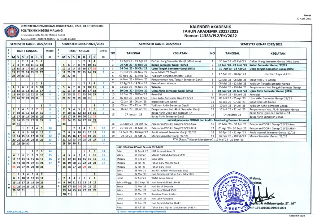 Kalender Akademik JTI Polinema