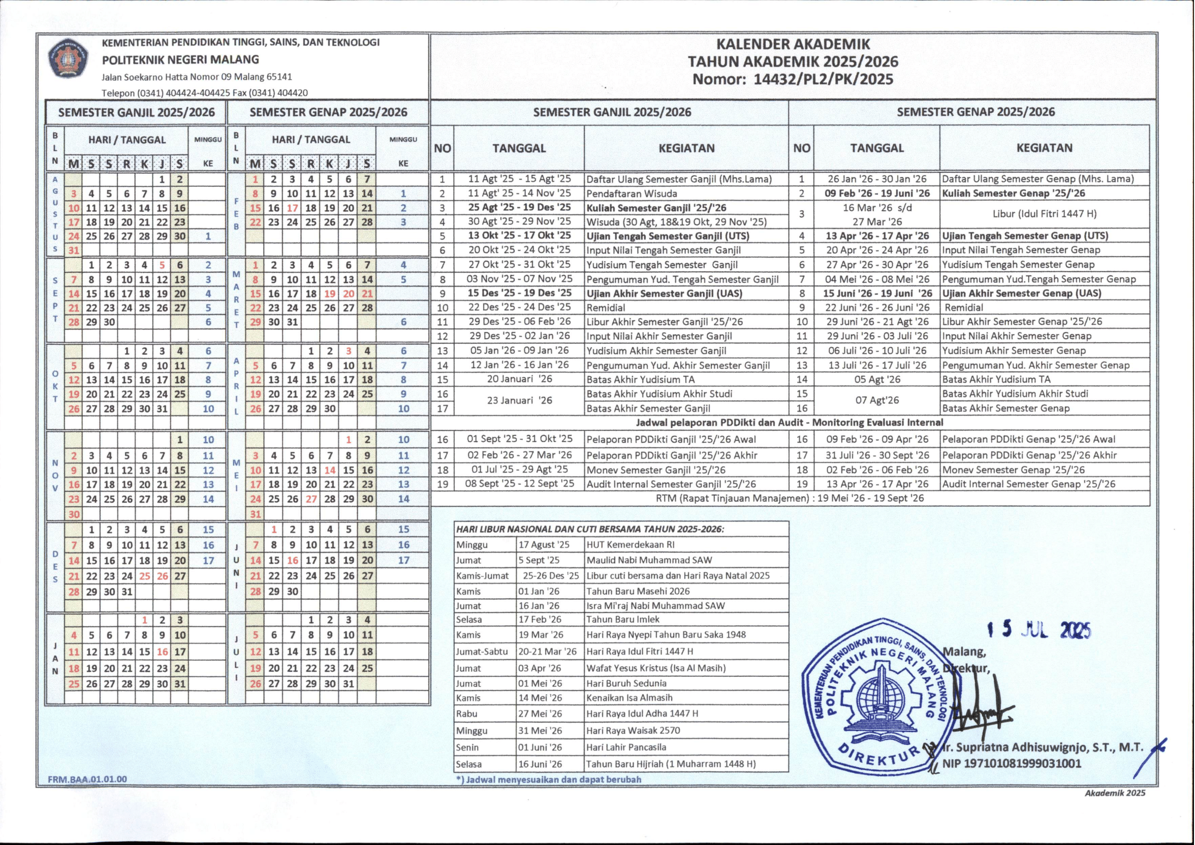 Kalender Akademik JTI